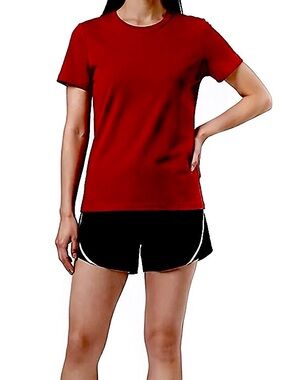 BCG Ruby Red Relaxed Crew Jersey Lg Tee